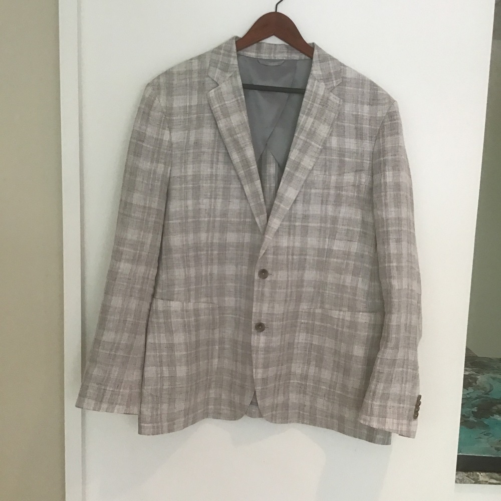 Rodd & Gunn Waverly Park Grey Plaid Solbiati Italian Linen Sports Fit Jacket 2XL - Picture 2 of 6